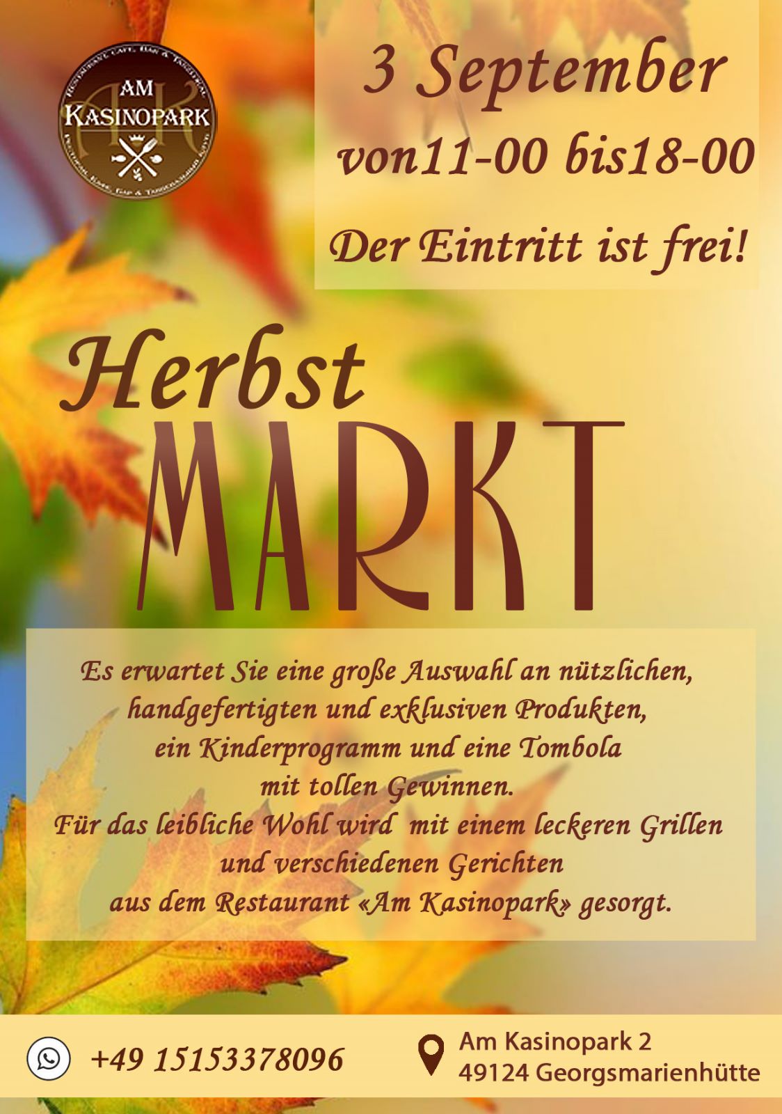 Herbst Markt - Restaurant Am Kasinopark in Georgsmarienhütte, Kreis Osnabrück 2023
