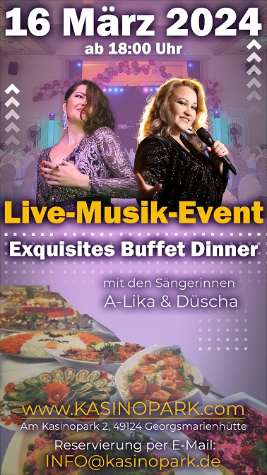 Erlebe eine unvergessliche Nacht voller Live-Musik und köstlichem Buffet im einladenden Ambiente des Restaurant AM Kasinopark