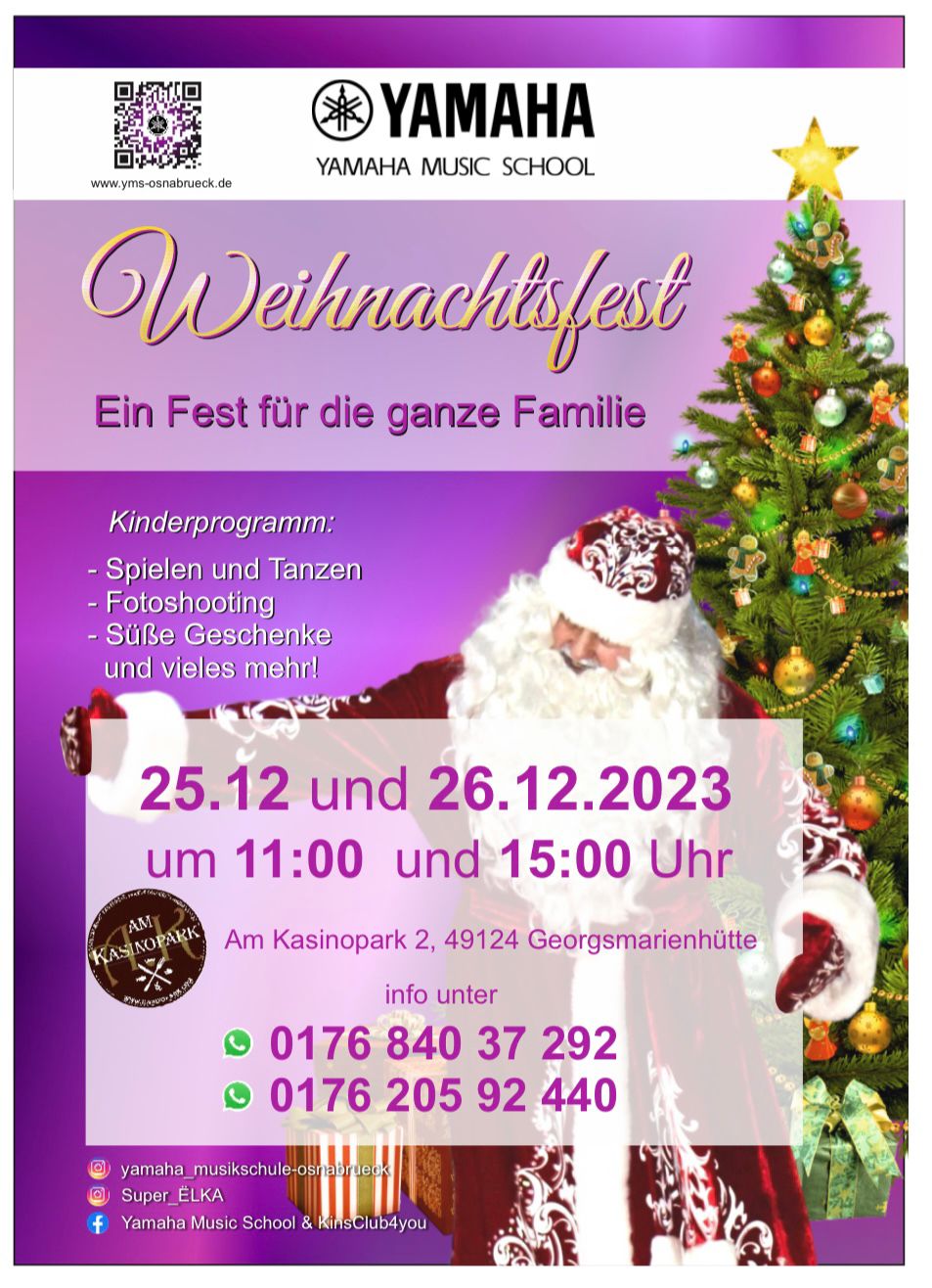 Weihnachtsfest für die Kinder im Restaurant AM Kasinopark 2023